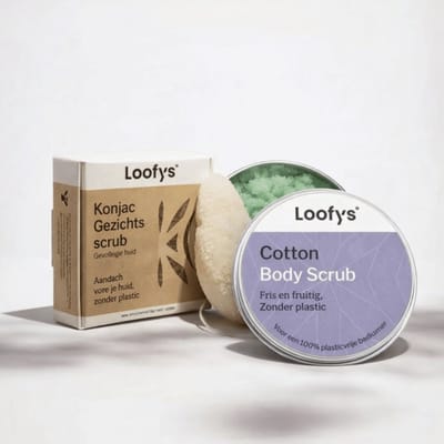 Verwen & Relax Cadeauset - Bodyscrub 150ml + Konjac Gezichtsspons - Cotton
