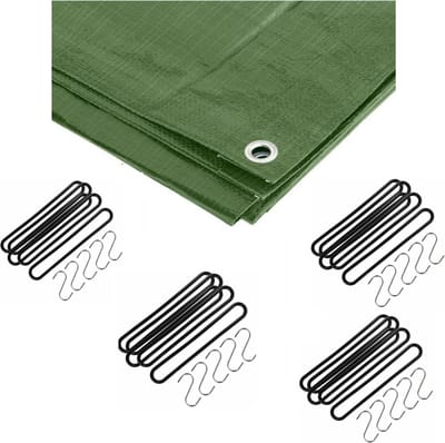 Benson - Afdekzeil groen 4 x 6 meter met 20x spanrubbers en S-haken