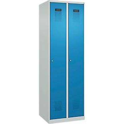 C+P Evolo Plus kledingkast, 2 vakken, rechts scharnierend, cilinderslot, soft-close, B 600 x D 500 x H 1850 mm, lichtgrijs/lichtblauw