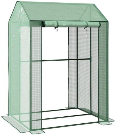 Mini Kas met Roldeuren - Tuinkas - Foliekas - Broeikas - Koude Bak - Weerbestendig - Kweekkas - Tomatenkas - Groentekas - Plantenkas - voor Groenten, Bloemen, Planten - 100x80x150 cm - Groen
