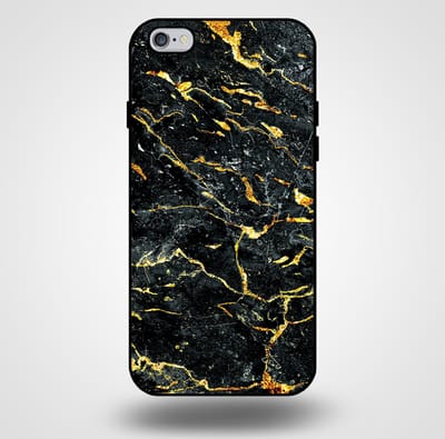 Smartphonica Telefoonhoesje voor iPhone 6/6s met marmer opdruk - TPU backcover case marble design - Goud Zwart geschikt voor iPhone 6/6s