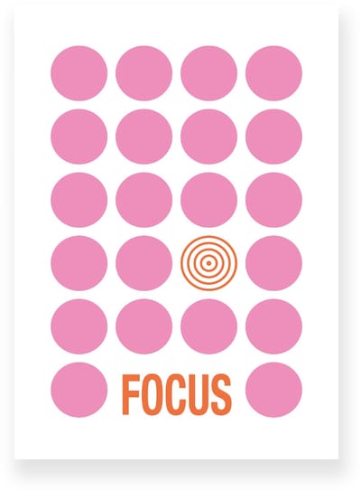 Poster 20x30 cm - Focus - Stippen - Roze - Oranje - Grafisch - Retro - Muurdecoratie - Wanddecoratie