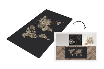 Keukenloper - Loper keuken - Wereldkaart - Luipaardprint - Dieren - 120x60 cm - Keukenloper vinyl