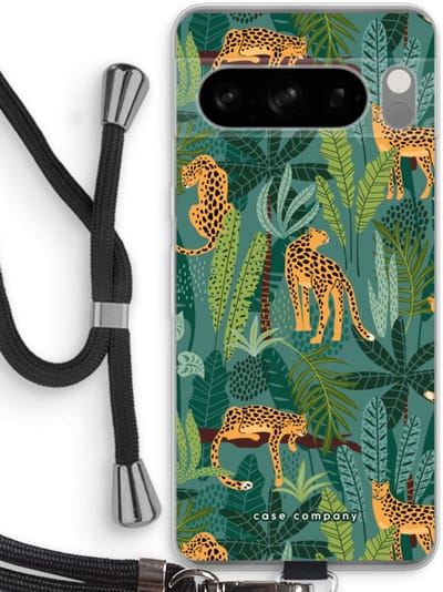 Case Company® - Hoesje met koord geschikt voor Google Pixel 8 Pro hoesje met Koord - Luipaard 2 - Telefoonhoesje met Zwart Koord - Bescherming aan alle Kanten en Over de Schermrand