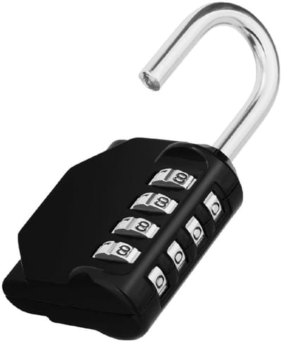 EXCITAT Hangslot met cijferslot - 4-cijferig cijferslot - Weerbestendig - Cijferslot - Geschikt voor kluisjes in de sportschool, kelderdeuren en tuinhekken - Zwart