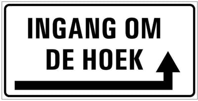Ingang om de hoek sticker rechts 200 x 100 mm