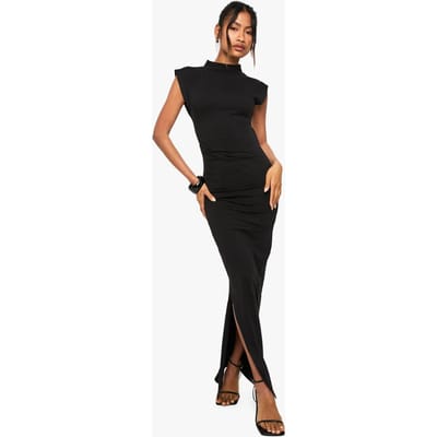 boohoo Dames Ruched High Neck Midaxi-jurk | Black | Maat: 16