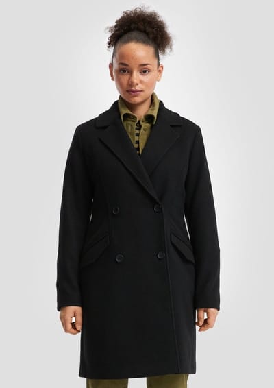 Vrouwelijke reverscol jas met wollook QS