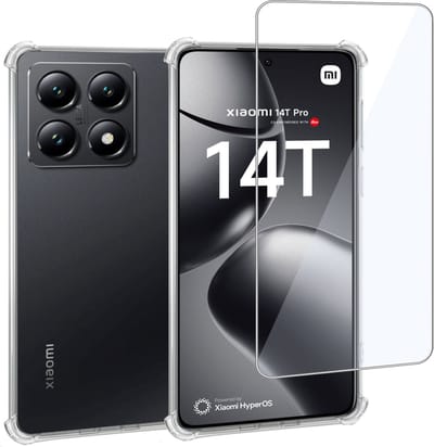Geschikt voor Xiaomi 14T - Hoesje + Screenprotector – Gehard Glas Cover + Shock Proof Case - Transparant