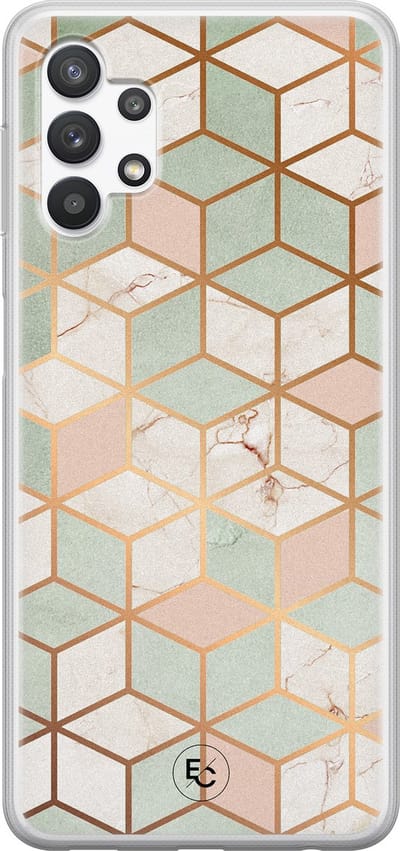 Hoesje geschikt voor Samsung Galaxy A32 5G - Pastel Kubus - Soft Case - TPU - Print - Multi - Mooie Telefoonhoesjes