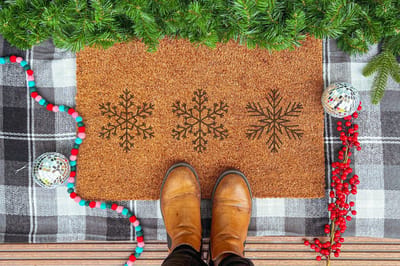 Snowflake | 90x60 cm | Nieuwe huis cadeau | Ingangsmat | Deurmat met stijl | Verhuizing cadeau | Praktisch & trendy | Perfect voor binnenkomst | Cadeau voor nieuwe woning