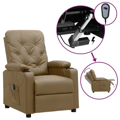 vidaXL - Fauteuil - verstelbaar - elektrisch - kunstleer - cappuccinokleurig