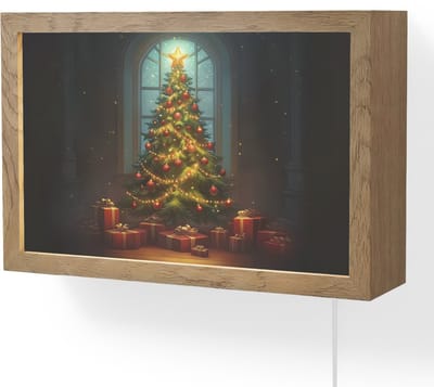 Wandlamp 30x20 cm - Oplaadbaar - Kerstboom - Cadeau - Kerst - Winter - Wandlampen binnen woonkamer - Slaapkamer lamp met kabel - Decoratieve nachtlamp - Vloerlamp snoer