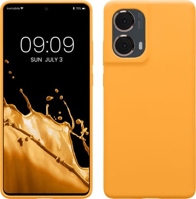 kwmobile telefoonhoesje geschikt voor Motorola Moto G85 5G - Hoesje met siliconen coating - Smartphone case in fruitig oranje