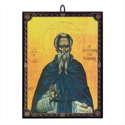 Dailygoods- Icoon Heilige Johannes Klimakos - Handgemaakt - Byzantijnse Stijl - Houten Icoon - 9,7 x 13,5 x 1,2 cm - Ophangband voor Flexibele Plaatsing - Religieuze Afbeelding