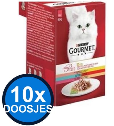 10x Gourmet - Mon Petit Duo Vis & Vlees 6x50g - Kattenvoer Natvoer - 300g
