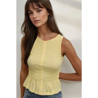 Textuur Crew Neck Slim Fit Top