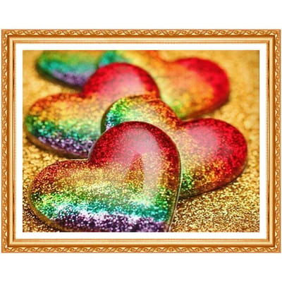 Broderie diamant cœur coloré, point de croix, image de dessin animé en strass, décoration d'intérieur 20X30CM red