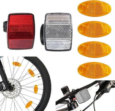 Set van 6 Fietse reflectoren – Voorwiel, Achterwiel en Spaakreflectoren – Eenvoudig te monteren – Veilig fietsen in het donker – Geschikt voor alle fiets types en optimale zichtbaarheid