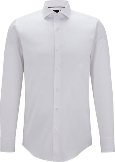 BOSS Hank slim fit overhemd - popeline - wit - Strijkvriendelijk - Boordmaat: 46