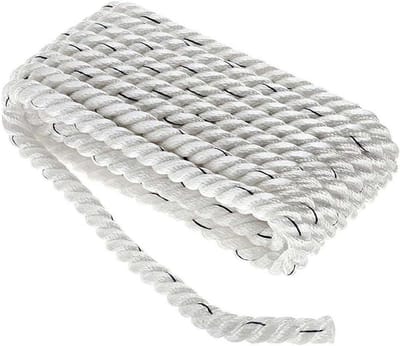 Twisted Nylon Lijn - Meertouw Boot - Veilig Aanleggen - 3 Strand Constructie - 5/8" X 20' - Wit