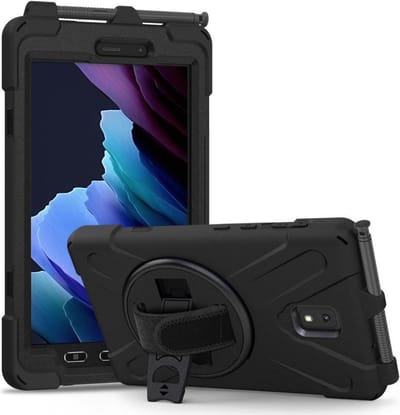 Hoes met Kickstand en Handriem Geschikt voor Samsung Tab Active 3 Zwart