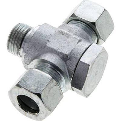 15L & G1/2'' Verzinkt Stalen T-Draaidoorvoer Snijringkoppeling Buitendraad 315bar NBR ISO 8434-1