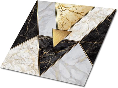 Tulup PVC Tegels - Stenen Driehoeken Vinyl Tegels - 30 cm x 30 cm - Veelkleurig Vloer Tegels PVC - Verpakking van 9 stuks - Vinyl Vloer Tegels - Geometrisch Plaktegels - Zelfklevende PVC Tegels - Plaktegels keuken en Badkamer