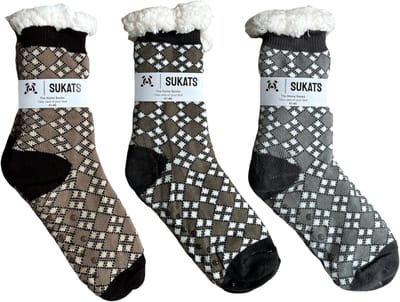 Sukats® Huissokken - Homesocks - 3 Paar - Maat 41-46 - Antislip Sokken - Fluffy Sokken - Huissokken Heren - Slofsokken - Variant 11 - Meerdere Maten en Varianten - Verwarmde Sokken