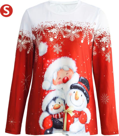 Bovista Kersttrui - Dames - Foute Kersttrui - Christmas Sweater - Kerst Sweater - Christmas Jumper - Pyjama - Rood - Maat S