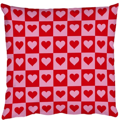 Sierkussens - Kussentjes Woonkamer - 50x50 cm - Rood - Roze - Schaakbord - Valentijn