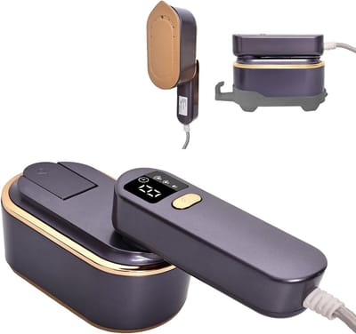 Reisstrijkijzer - Mini Strijkijzer - 3 Stoomniveaus - Stoom/Droogstrijken - 150 ML Groot Waterreservoir - Handstoomstrijkijzer - Draagbaar Strijkijzer - Automatische Uitschakeling - Extra Compact en Inklapbaar - Voor Thuis, Vakantie en Reizen - Grijs