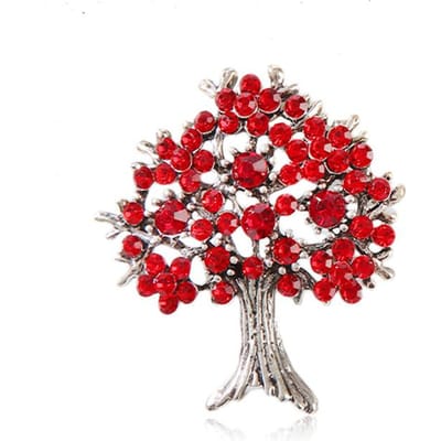 Vintage Exquise Mode Niche Fortuinboom Broche Brochespeld Strass Legering Sieraden Kledingaccessoires red