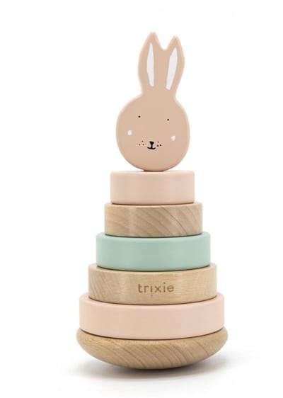 Trixie Houten Stapeltoren - Mrs. Rabbit - Houten stacking toy - Educatief speelgoed - Voor Jongens & Meisjes - Roze