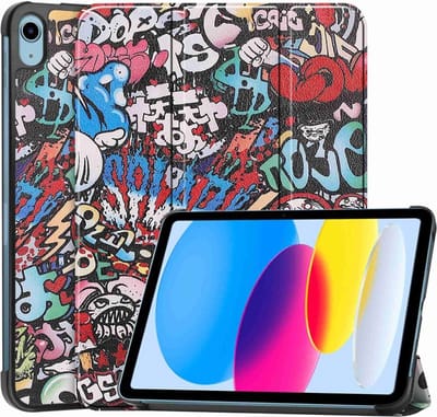 Tablethoes geschikt voor iPad (2025) / iPad 10.9 (2022) Hoesje - Tri-Fold Book Case met Wake/Sleep - Graffiti