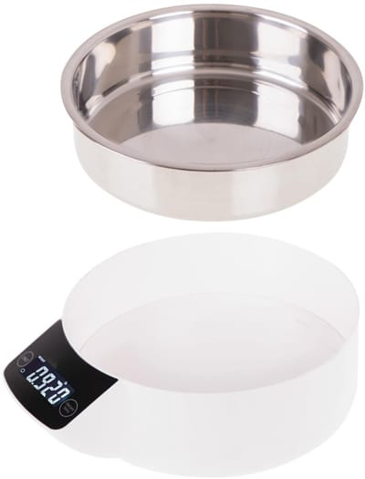 MIRA® Keukenweegschaal digitaal met kom - Keukenweegschaal - Keukenweegschaal digitaal - Wit en Zilver - 21cm x 19cm x 8cm