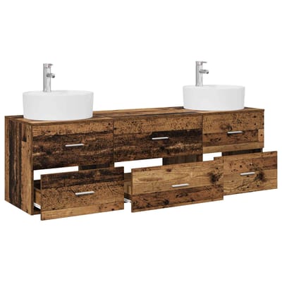 vidaXL - Badkamerkast - set - 3 - st - Oud - hout - 161.5 - x - 44.5 - x - 82 - cm