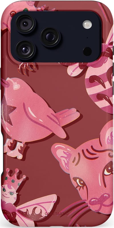 Casetastic hoesje geschikt voor Apple iPhone 17 Pro Max - MagSafe - Dubbellaagse bescherming - Luxe dieren - Fashion Case - Bordeaux Lichtroze