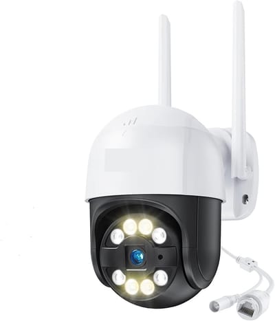 Beveiligingscamera Buiten - IP Camera PTZ - Huisbewaking - 3MP Kleuren Nachtzicht - 355° Pan 140° Tilt - One Color