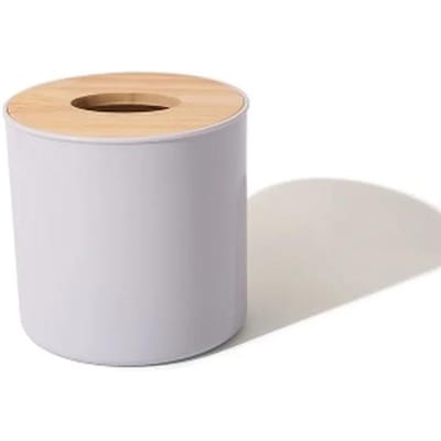 Toiletpapierdoos Houten deksel Ronde tissuedoos Effen kleur Servethouder Hoes Eenvoudig Stijlvol Thuis Auto Tissuepapier Dispenser white
