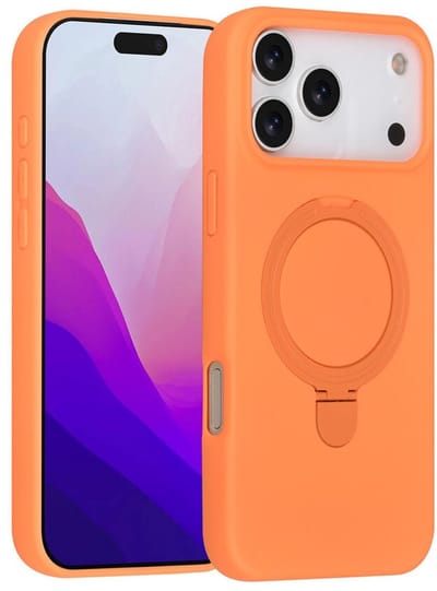 Telefoonhoesje geschikt voor iPhone 17 Pro Max - Magnetische Backcover met Ringstand - Geschikt voor MagSafe-accessoires - FuturiQ - Tangerine Orange