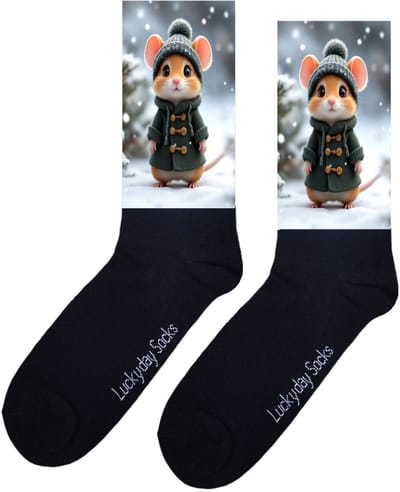 Muis - Opkikker - Grappige sokken - Valentijns cadeau - Verjaardag cadeau - Sint cadeau - Leuke sokken - Sneeuw - Natuur - Vrolijke sokken - Cadeautje - Grappige cadeau - Kerstsokken - Vaderdag - Moederdag - Socks maken Happy - 37-44