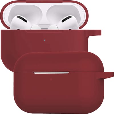 Case - Geschikt voor Apple AirPods Pro 2 - Siliconen Hoes met Clip - Silicone Hoesje Cover - Wijnrood
