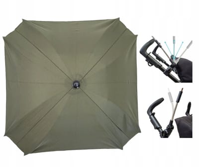 Parasol Kinderwagen Olijfgroen UV50+ 62cm Vierkant