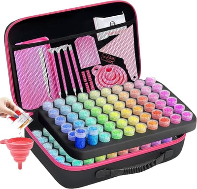 Diamond Art Opbergkoffer - Knutsel Organizer - Hobby Opslag - 120 Flessen Inclusief - 325 cm - Roze