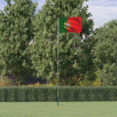 vidaXL - Vlag - met - vlaggenmast - Portugal - 5,5 - m - aluminium