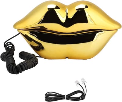 Vaste Telefoon - Draaitelefoon Decoratie - Huis Decoreren - Uniek Lip Design - 480g Gewicht - Goud