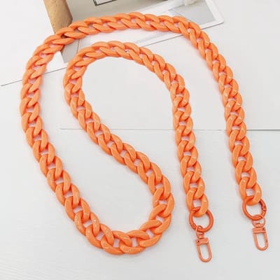 Schouderband van 120 cm voor handtassen, vervangende ketting, ideaal voor DIY tassen en handtassen, oranje kleur