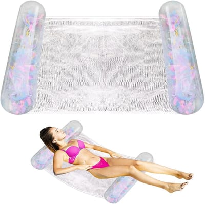 Waterhangmat - Drijvend Bed - Ontspannen in water - Vier gebruiksmodi - 130 x 70 cm - Zilver