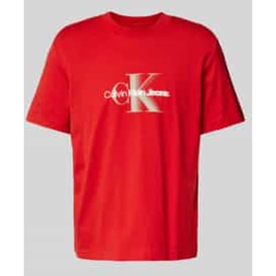 T-shirt met labelprint en ronde hals